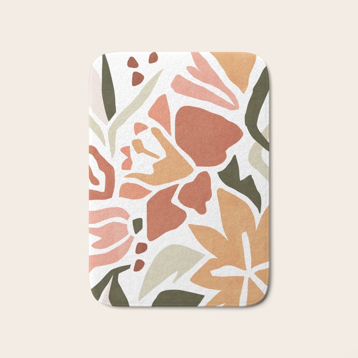 Colorful abstract florals Bath Mat Gallery Image 1
