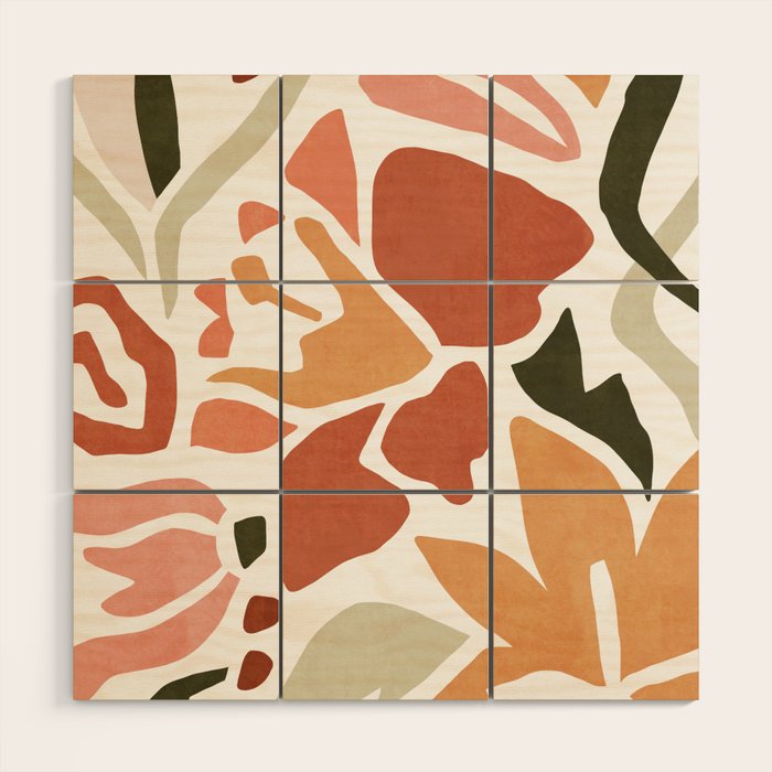 Colorful abstract florals Wood Wall Art Gallery Image 1