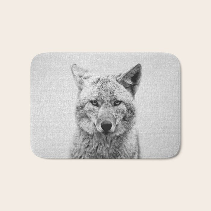 Coyote - Black & White Bath Mat Gallery Image 1