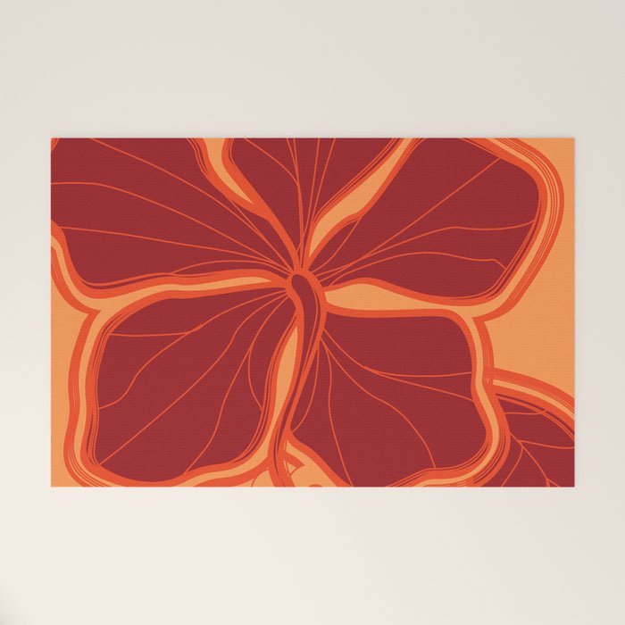 Kailua Hibiscus Hawaiian Sketchy Floral Design Welcome Mat Gallery Image 1