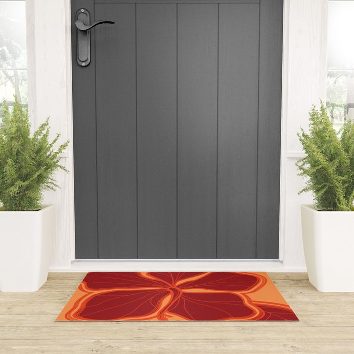 Kailua Hibiscus Hawaiian Sketchy Floral Design Welcome Mat Gallery Image 3