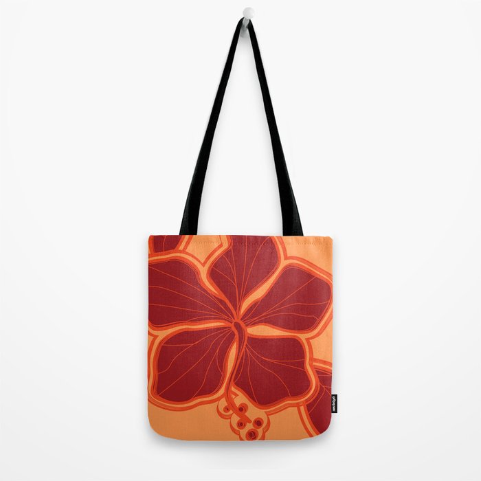 Kailua Hibiscus Hawaiian Sketchy Floral Design Tote Bag Gallery Image 2