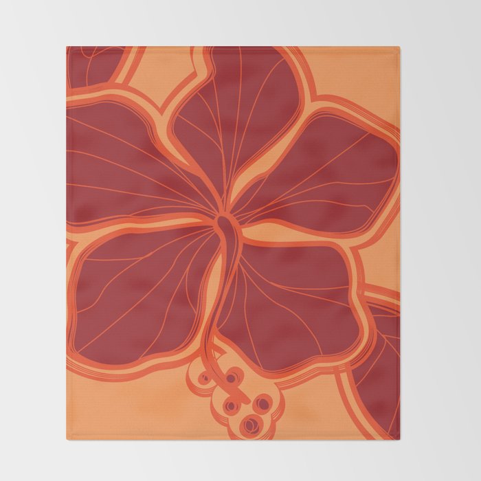 Kailua Hibiscus Hawaiian Sketchy Floral Design Throw Blanket Gallery Image 2