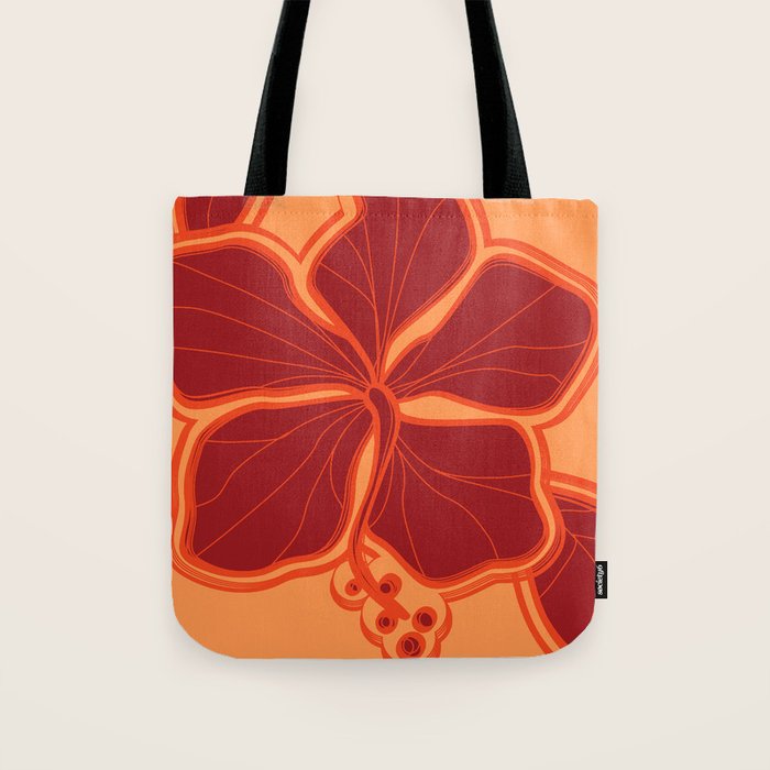 Kailua Hibiscus Hawaiian Sketchy Floral Design Tote Bag Gallery Image 1