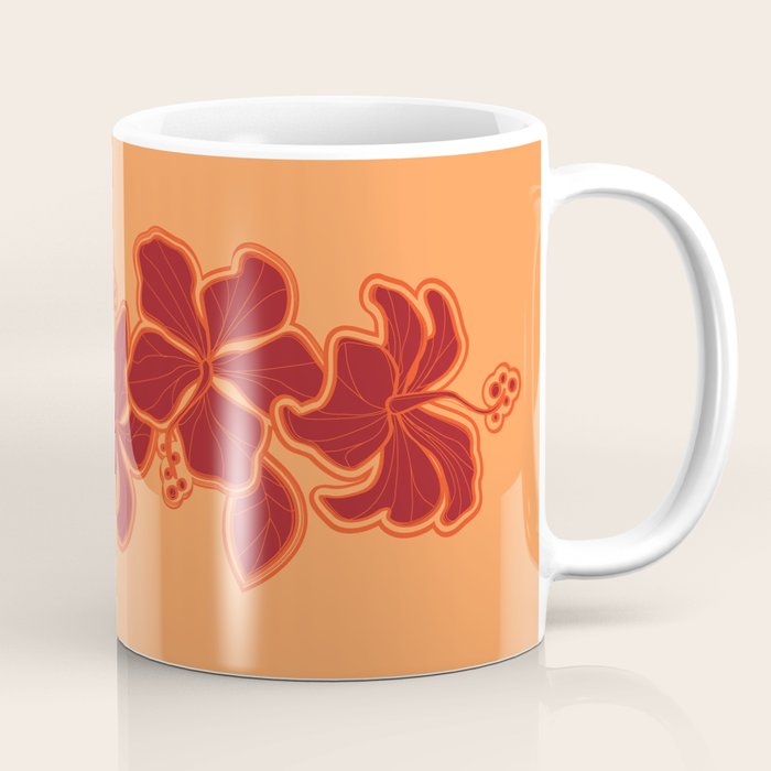 Kailua Hibiscus Hawaiian Sketchy Floral Design Coffee Mug Gallery Image 1