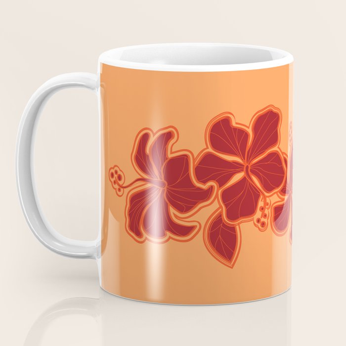 Kailua Hibiscus Hawaiian Sketchy Floral Design Coffee Mug Gallery Image 3