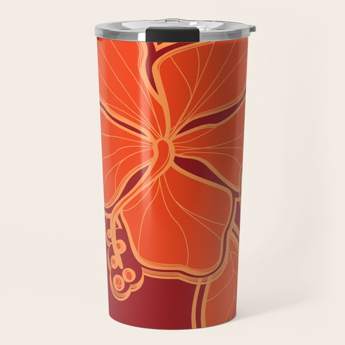 Kailua Hibiscus Hawaiian Sketchy Floral Design Travel Mug Gallery Image 1