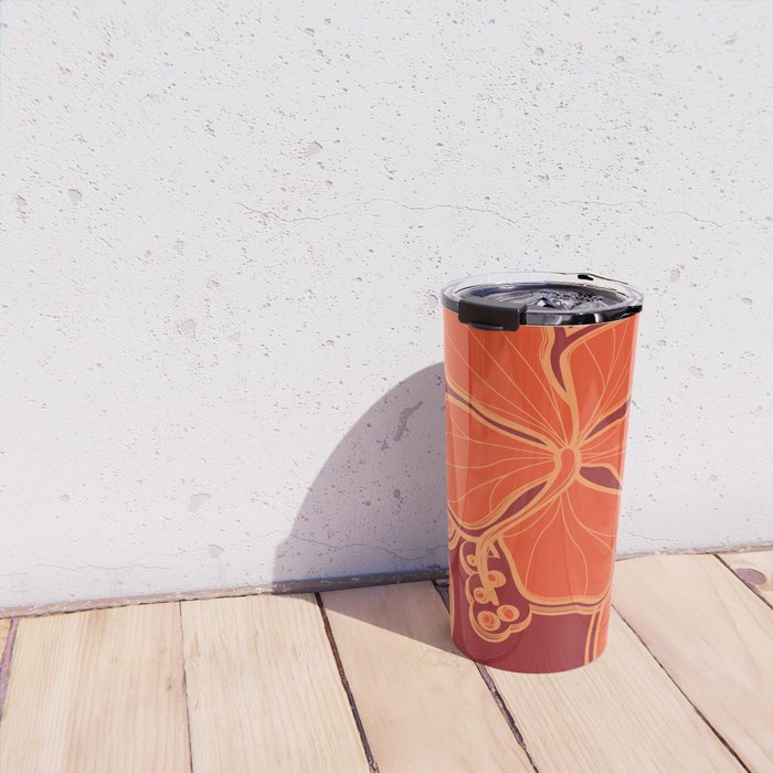 Kailua Hibiscus Hawaiian Sketchy Floral Design Travel Mug Gallery Image 4