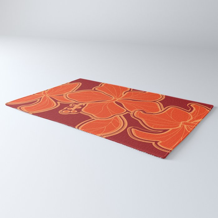 Kailua Hibiscus Hawaiian Sketchy Floral Design Rug Gallery Image 3