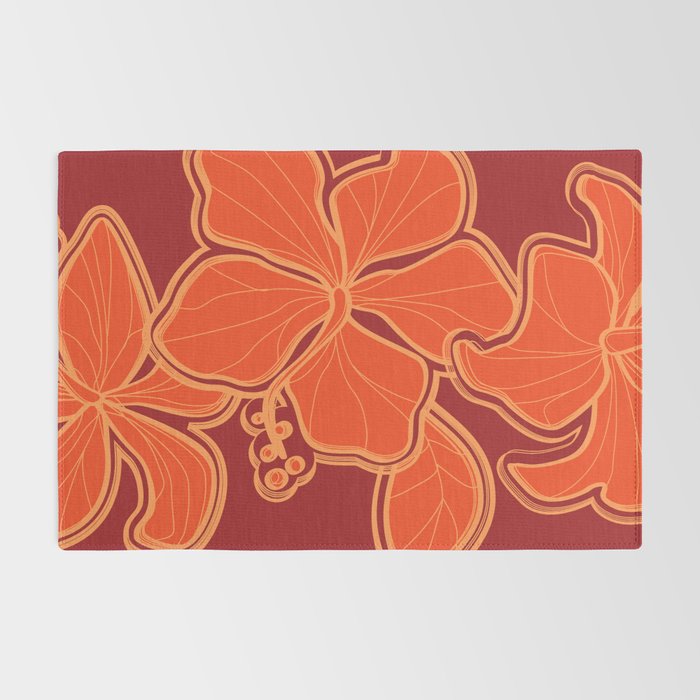 Kailua Hibiscus Hawaiian Sketchy Floral Design Rug Gallery Image 2