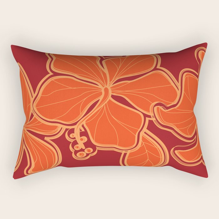 Kailua Hibiscus Hawaiian Sketchy Floral Design Rectangular Pillow Gallery Image 1