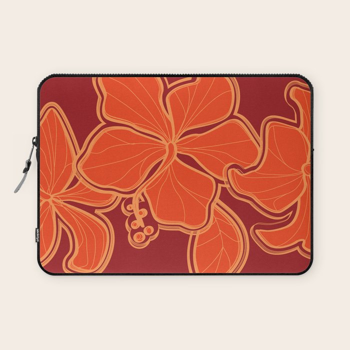 Kailua Hibiscus Hawaiian Sketchy Floral Design Laptop Sleeve Gallery Image 1