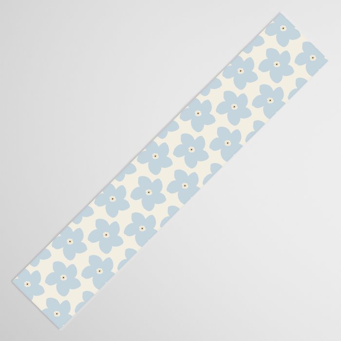 Light Blue And Cream Retro Flower Table Runner Gallery Image 3
