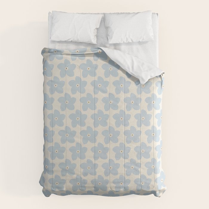 Light Blue And Cream Retro Flower Comforter Gallery Image 6