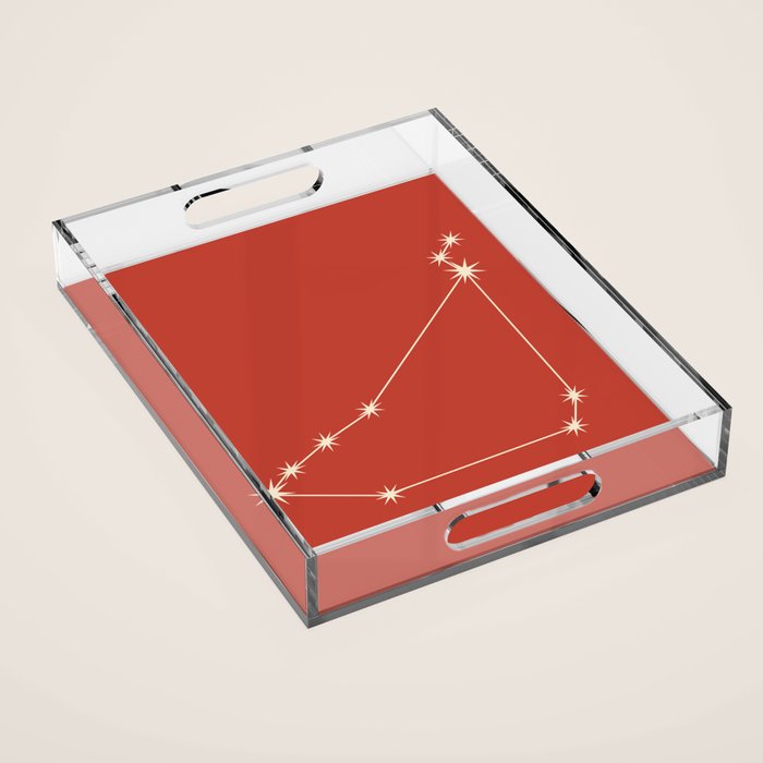 Capricorn Zodiac Star Constellation Line Art Red Acrylic Tray Gallery Image 1