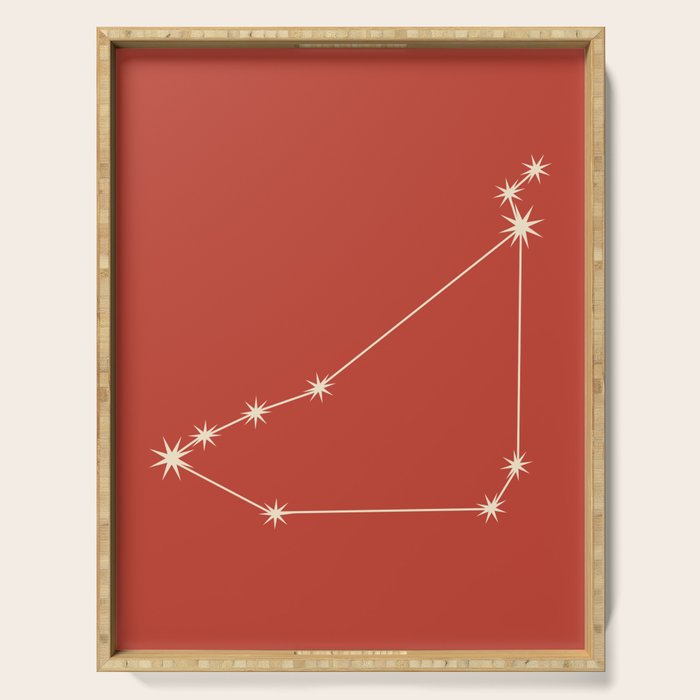 Capricorn Zodiac Star Constellation Line Art Red Serving Tray Gallery Image 1