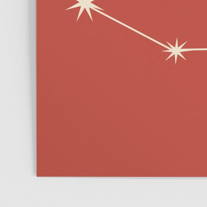 Capricorn Zodiac Star Constellation Line Art Red Poster Gallery Image 3