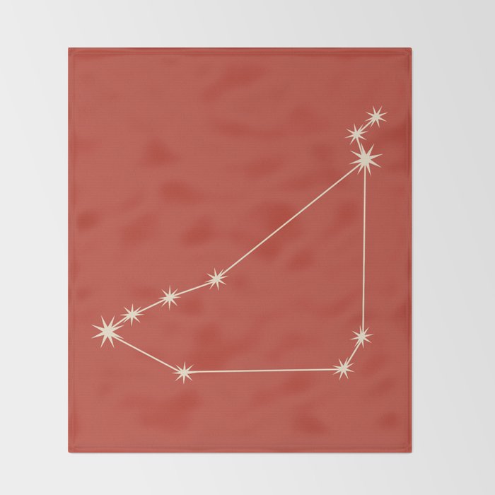 Capricorn Zodiac Star Constellation Line Art Red Throw Blanket Gallery Image 2