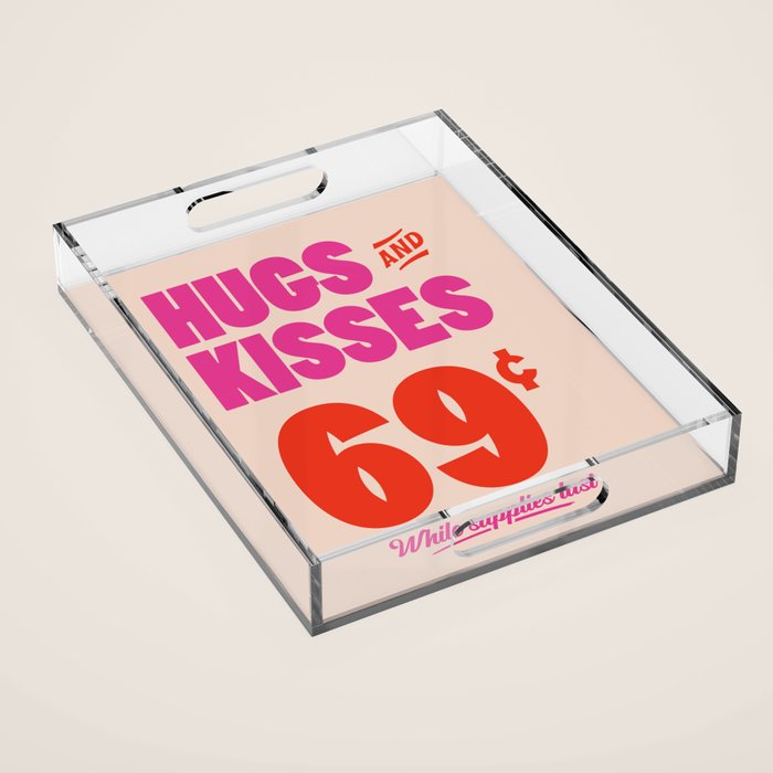 Hugs and Kisses - Pink and Orange Acrylic Tray Gallery Image 1