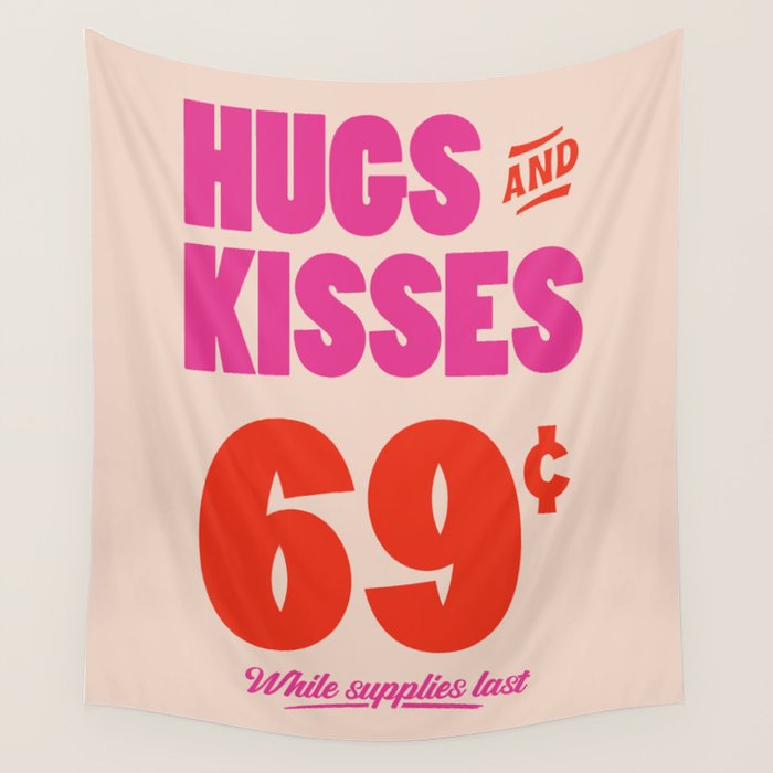 Hugs and Kisses - Pink and Orange Wall Tapestry Gallery Image 4