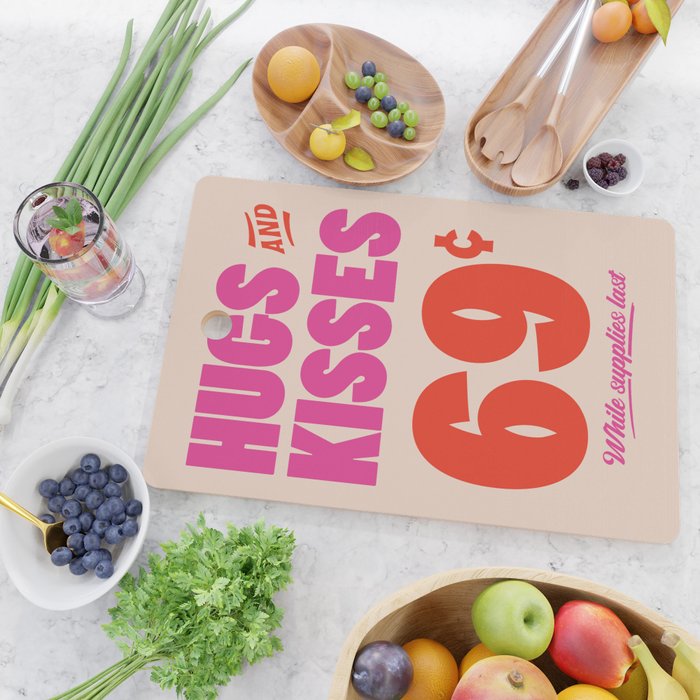 Hugs and Kisses - Pink and Orange Cutting Board Gallery Image 2
