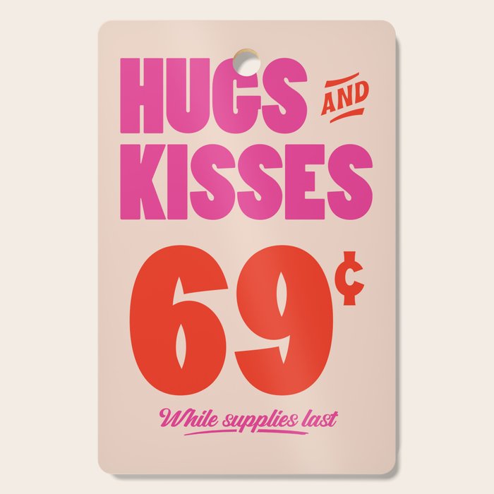 Hugs and Kisses - Pink and Orange Cutting Board Gallery Image 1