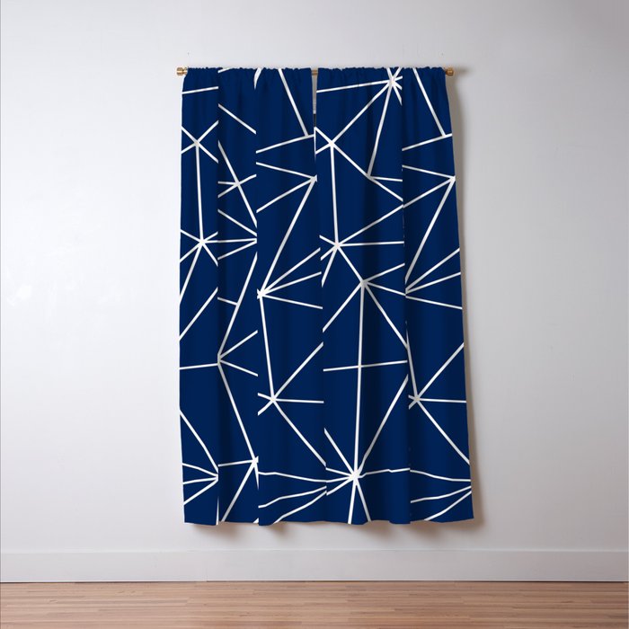 Triangle Geometric Art,  Navy Blue, Pieces Art Window Curtain Gallery Image 3