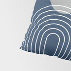 Mid Century Modern Geometric 106 in Navy Blue and Grey (Rainbow and Sun Abstraction) Pillow Sham Gallery Image 4