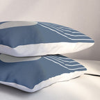 Mid Century Modern Geometric 106 in Navy Blue and Grey (Rainbow and Sun Abstraction) Pillow Sham Gallery Image 3