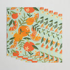 Orange Blooms - Mint Palette Wrapping Paper Gallery Image 3