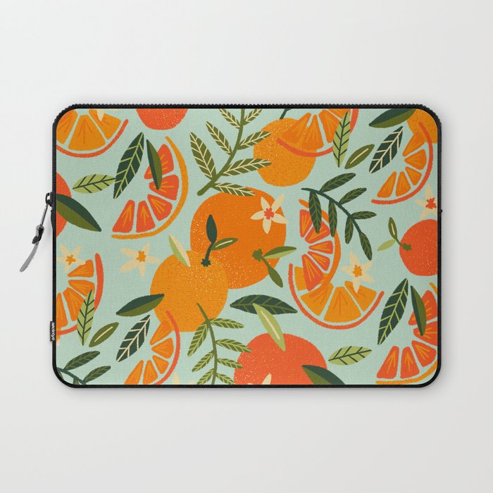 Orange Blooms - Mint Palette Laptop Sleeve Gallery Image 1