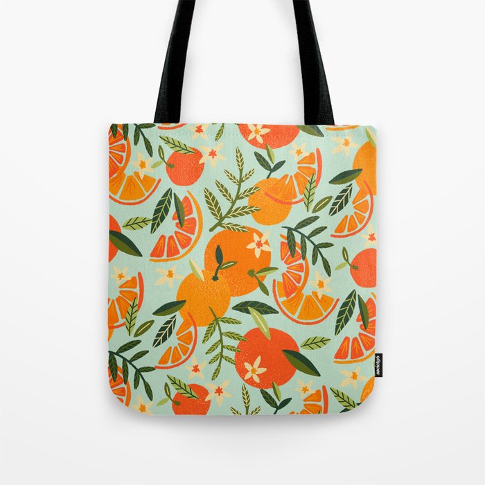 Orange Blooms - Mint Palette Tote Bag Gallery Image 1