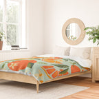 Orange Blooms - Mint Palette Duvet Cover Gallery Image 2