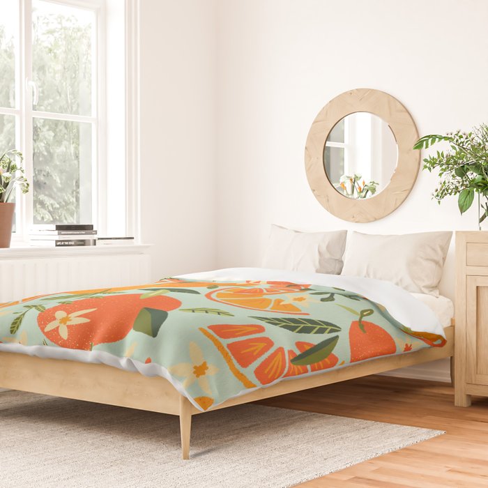 Orange Blooms - Mint Palette Duvet Cover Gallery Image 2