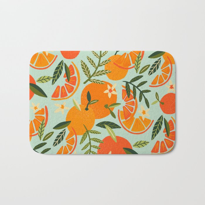 Orange Blooms - Mint Palette Bath Mat Gallery Image 1