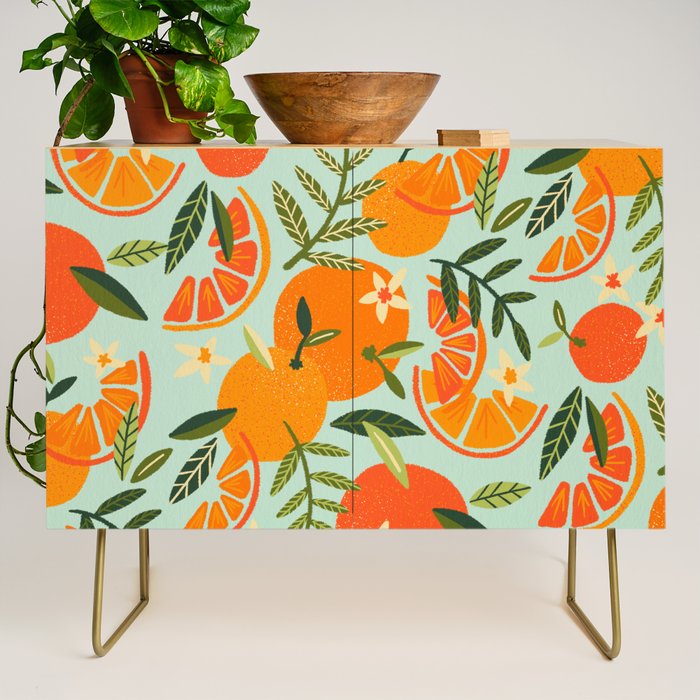 Orange Blooms - Mint Palette Credenza Gallery Image 1