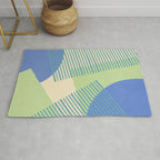 Bloc Lines Half-circle - Green Blue Rug Gallery Image 1