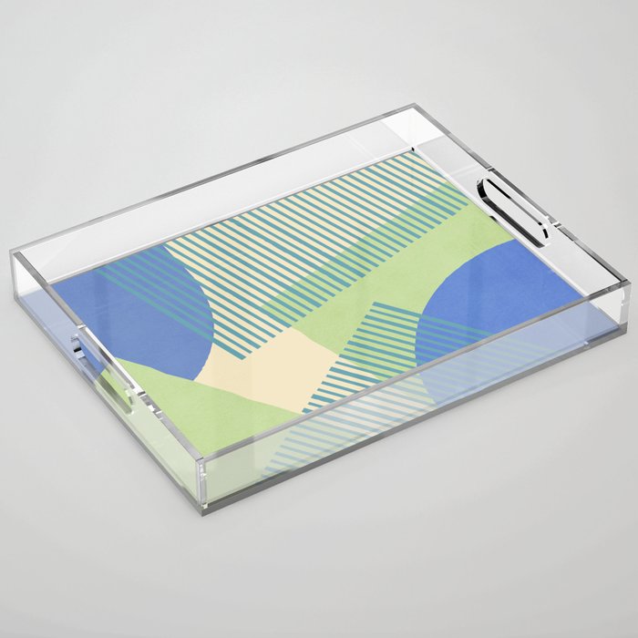 Bloc Lines Half-circle - Green Blue Acrylic Tray Gallery Image 1