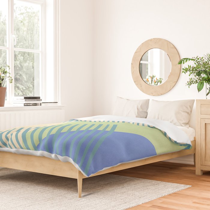 Bloc Lines Half-circle - Green Blue Duvet Cover Gallery Image 2