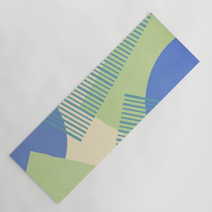 Bloc Lines Half-circle - Green Blue Yoga Mat Gallery Image 1