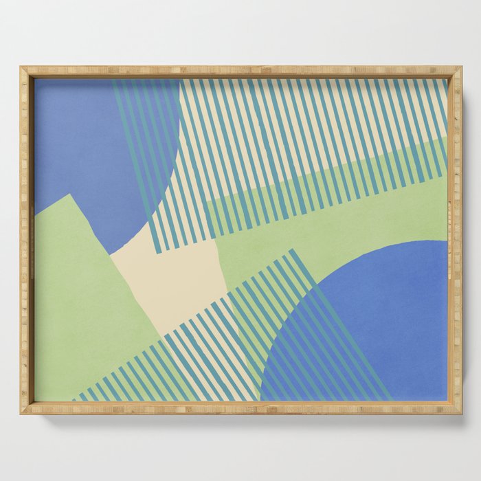 Bloc Lines Half-circle - Green Blue Serving Tray Gallery Image 1
