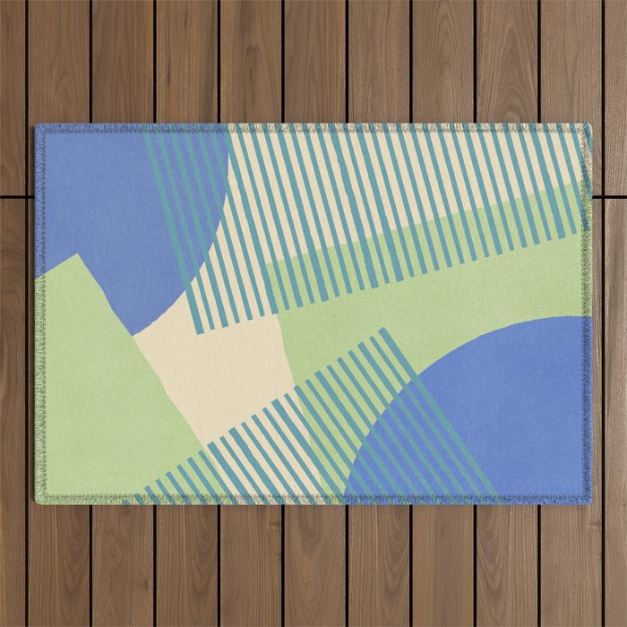 Bloc Lines Half-circle - Green Blue Outdoor Rug Gallery Image 1