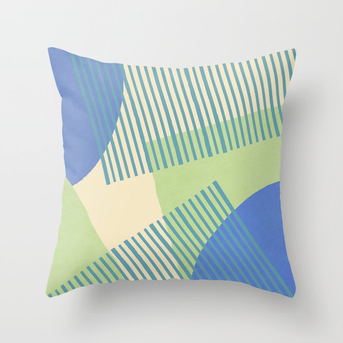 Bloc Lines Half-circle - Green Blue Throw Pillow Gallery Image 6