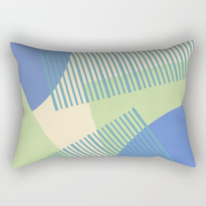 Bloc Lines Half-circle - Green Blue Rectangular Pillow Gallery Image 2