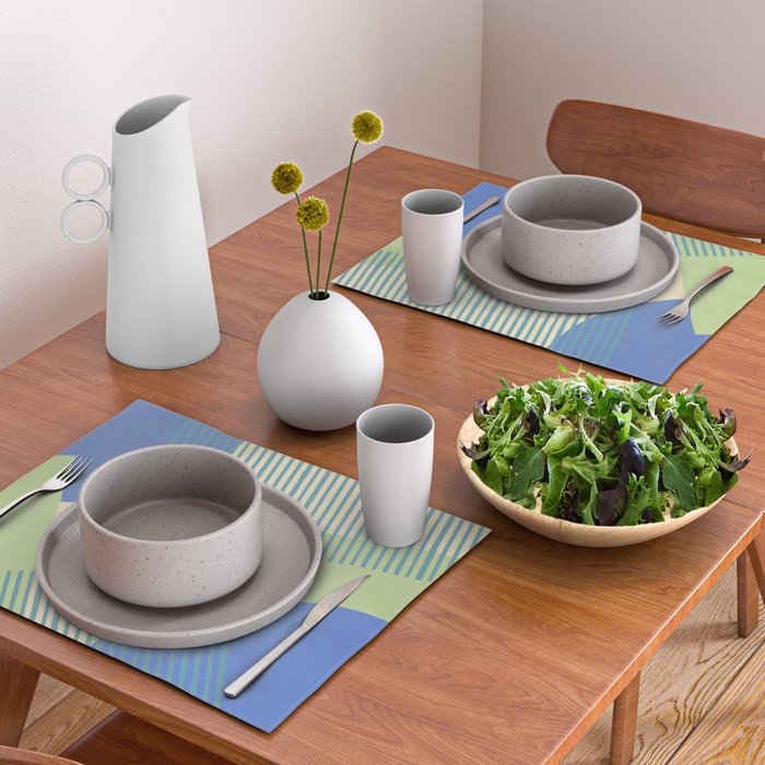 Bloc Lines Half-circle - Green Blue Placemat Gallery Image 2