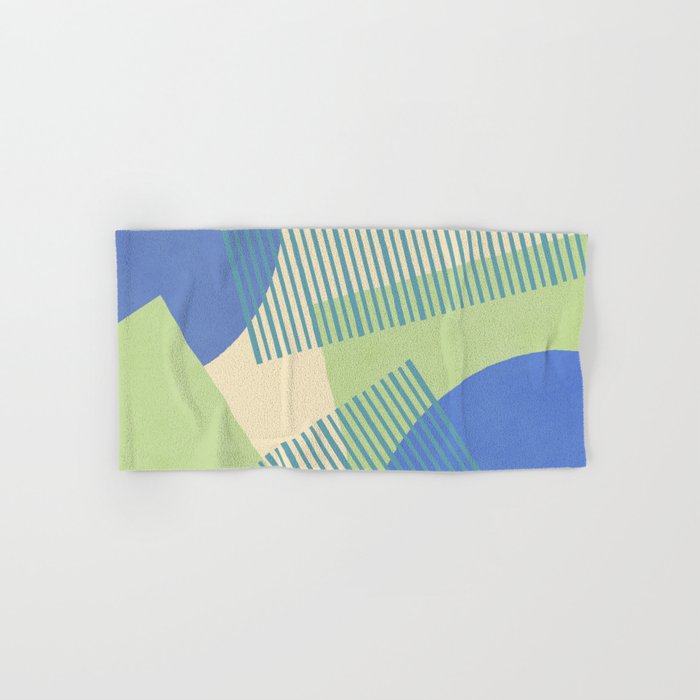 Bloc Lines Half-circle - Green Blue Bath Towel Gallery Image 1