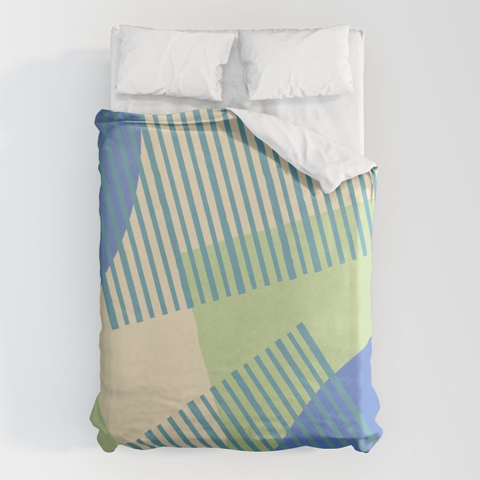 Bloc Lines Half-circle - Green Blue Duvet Cover Gallery Image 1