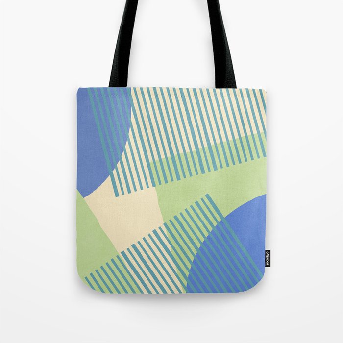 Bloc Lines Half-circle - Green Blue Tote Bag Gallery Image 1