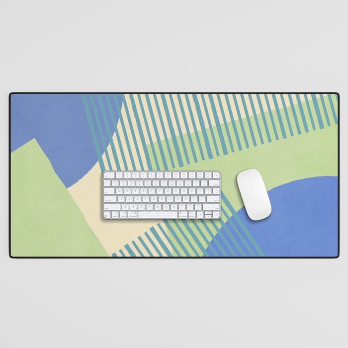 Bloc Lines Half-circle - Green Blue Desk Mat Gallery Image 1
