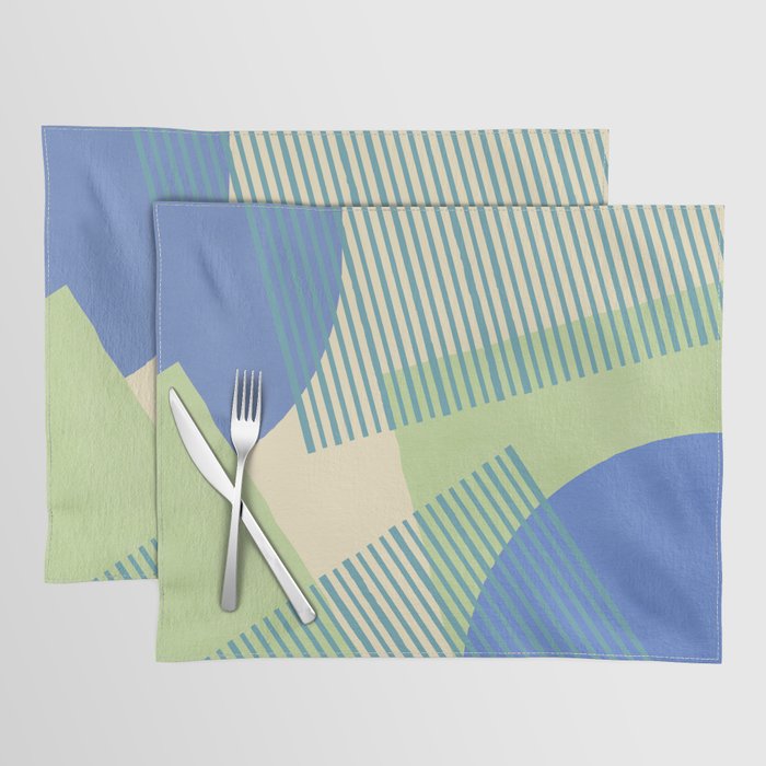 Bloc Lines Half-circle - Green Blue Placemat Gallery Image 1